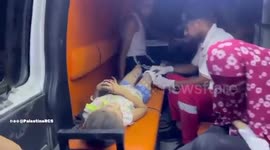 Palestine: The Palestine Red Crescent teams transported five injured individuals, including children