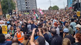 Thousands of counter protesters to planned 'far-right' protest in Walthamstow, East London, occupy Hoe Street in Walthamstow