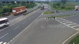 Near miss! A bus with passengers narrowly avoided a major accident near Nirmal X Road, Nerdigonda Mandal, Adilabad, Telangana.