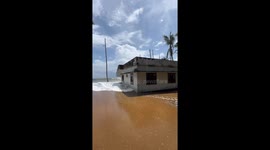 Sea water floods abandoned house in Thrissur, Kerala, India