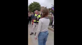 Counter protest against far-right anti-immigration rally in Barnsley, UK