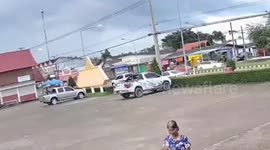 Out-of-control pickup truck crashes into noodle stall