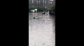 From warm sunshine to flooding: Unpredictable British storm hits town unexpectedly