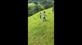 Child topples down steep slope in Guadalajara, Mexico