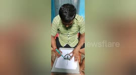 India: Sand artist congratulated Neeraj Chopra by carving artwork on Peepal leaves and wrote