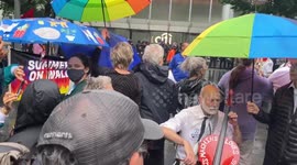 USA: Today in New York  63yo grandfather and professional cellist, John Mark Rozendaal, was arrested for performing J.S Bach’s “Suites for ‘Cello” at Citibank’s headquarters