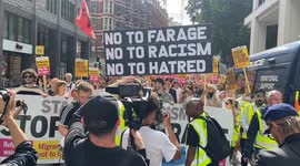 Huge crowds march in Westminster in protest against Nigel Farage and the far right