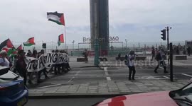 UK: The hundreds out for Palestine and Gaza now heading noisily along Brighton's busy seafront