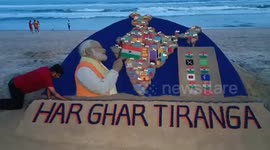India: Emphasis on Tricolor in every house through sand artwork, shown to PM Modi along with map