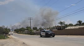 USA: Mead Valley Fast Moving Brush Fire 10 Acres