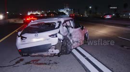 USA: Irwindale Multi Car Crash Temporary Shut Down of Eastbound 210 Freeway
