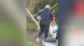 Funny video shows moment woman is sent tumbling out of hammock
