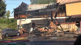 USA: Corona Commercial Building Fire With Roof Collapse