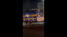 Out of control truck rolls backwards down hill in India