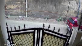 Home seen on CCTV collapsing following heavy rain in India