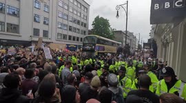 Sussex Police Manage Peaceful Protests in Brighton where a few members of the far right were escorted away