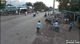 Dramatic footage shows a disbalanced car hit a pedestrian in Maharashtra’s Jalgaon
