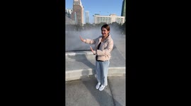 Visitors enjoy mist spray at pool in Taiwan
