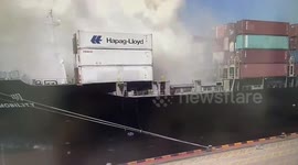 Explosion rips through container ship in China