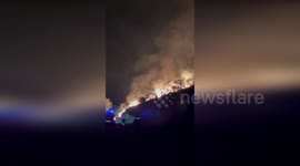 Italy: Firefighters Battle Through the Night in Artena to Contain Forest Fire