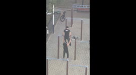 Chinese college students enjoy duo acrobatic swings on horizontal bar