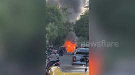Bus carrying dozens of passengers catches fire on road in the Philippines