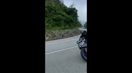 Motorbike collides with parked truck in Dehradun, India