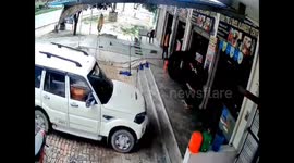 Mahindra Scorpio Goes Out Of Control, Enters Tyre Shop Hitting Man Sitting At Billing Counter In UP's Mau