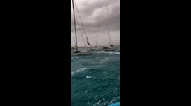 Boat in distress during storm in Formentera