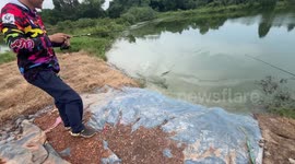 Fisherman's lure pierces his eyebrow in amusing angling fail