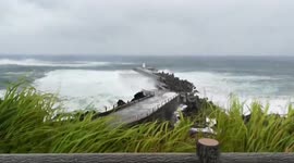 Typhoon Ampil: Stormy Seas In Oshima As Typhoon Approaches