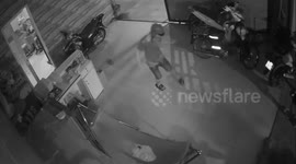 The man fell to the floor while trying to demonstrate his soccer skills