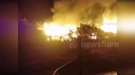 Italy: Firefighters Battle Beach Kiosk Blaze in Costa Smeralda