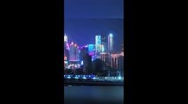 Metro train weaving through skyscrapers in China's Chongqing