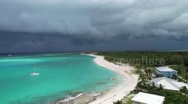 Drone footage of Storm Front blowing in over Bimini Bahamas Feeder Bands of hurricane ernesto