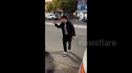 Hilarious moment when a peculiar driver crashes into the car in front of him