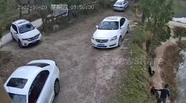 Driver forgets handbrake before car rolls into fishing lake