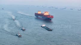 China: MSC SIMONA Container Ship Trial Voyage on The Yangtze River