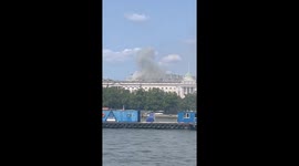 Around 100 firefighters are tackling a blaze at Somerset House in central London.