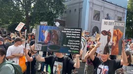 Thousands march for animal rights in central London during the National Animal Rights March