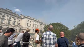 Moments firefighters tackle fire in London's Somerset House