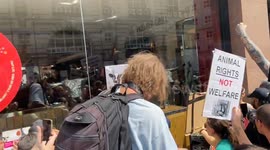 “Blood on your hands!” Animal rights activists surround steak houses in central London