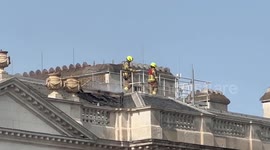 Moments firefighters tackle fire in London's Somerset House