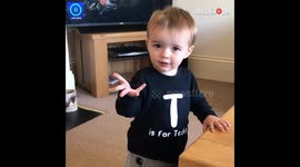 Little boy's first word attempt results in a simple sound 'Bah'