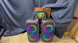 Party speakers at max volume really bassing up the house good sound