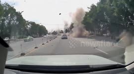 Terrifying underground explosion in norther China sends manhole covers flying