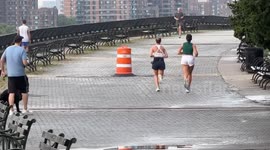New Yorkers Out for a Morning Walk