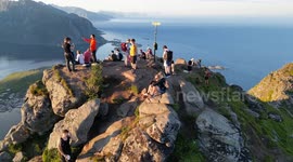 Reinebringen 360 drone view - Lofoten - Reine - July 2024