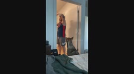 Hygienic Husky Lifts Paws For Deodorant