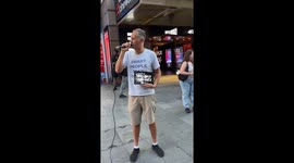 Hilarious debate in Leicester Square when protesters clash over beliefs